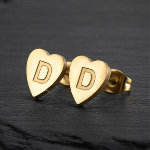Custom Initial Letter Heart Stud Earrings - Perimade & Co.