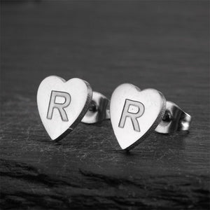 Custom Initial Letter Heart Stud Earrings - Perimade & Co.