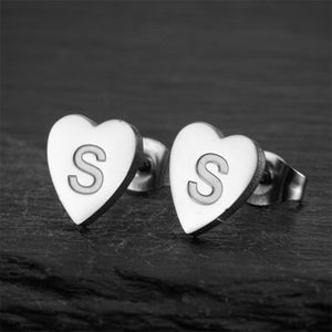 Custom Initial Letter Heart Stud Earrings - Perimade & Co.