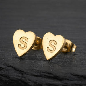 Custom Initial Letter Heart Stud Earrings - Perimade & Co.