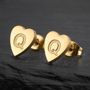 Custom Initial Letter Heart Stud Earrings - Perimade & Co.