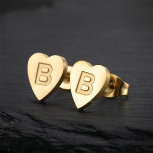 Custom Initial Letter Heart Stud Earrings - Perimade & Co.