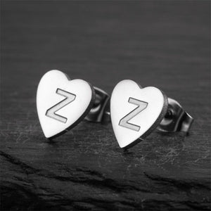 Custom Initial Letter Heart Stud Earrings - Perimade & Co.