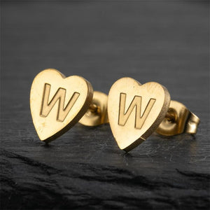 Custom Initial Letter Heart Stud Earrings - Perimade & Co.