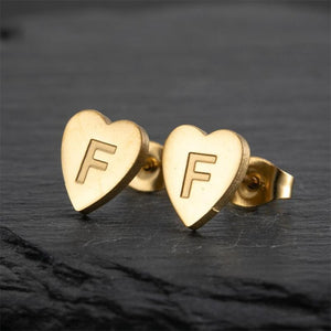 Custom Initial Letter Heart Stud Earrings - Perimade & Co.