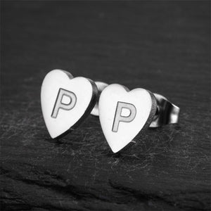 Custom Initial Letter Heart Stud Earrings - Perimade & Co.