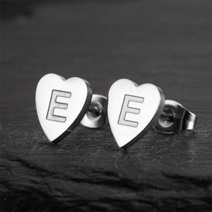 Custom Initial Letter Heart Stud Earrings - Perimade & Co.