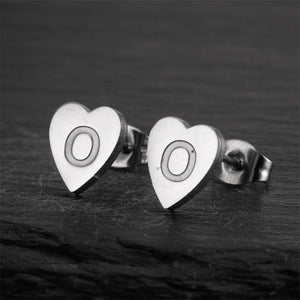Custom Initial Letter Heart Stud Earrings - Perimade & Co.