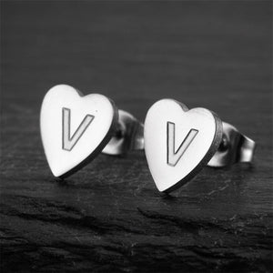 Custom Initial Letter Heart Stud Earrings - Perimade & Co.