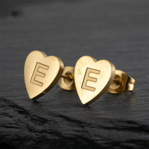 Custom Initial Letter Heart Stud Earrings - Perimade & Co.