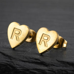 Custom Initial Letter Heart Stud Earrings - Perimade & Co.