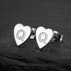 Custom Initial Letter Heart Stud Earrings - Perimade & Co.
