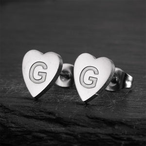 Custom Initial Letter Heart Stud Earrings - Perimade & Co.