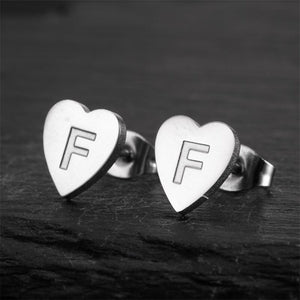 Custom Initial Letter Heart Stud Earrings - Perimade & Co.