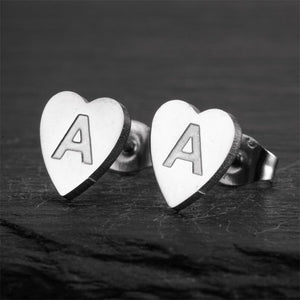 Custom Initial Letter Heart Stud Earrings - Perimade & Co.