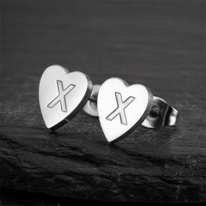 Custom Initial Letter Heart Stud Earrings - Perimade & Co.