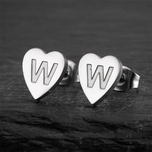 Custom Initial Letter Heart Stud Earrings - Perimade & Co.
