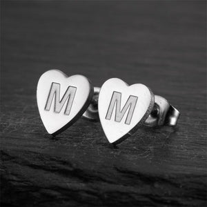 Custom Initial Letter Heart Stud Earrings - Perimade & Co.