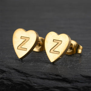 Custom Initial Letter Heart Stud Earrings - Perimade & Co.