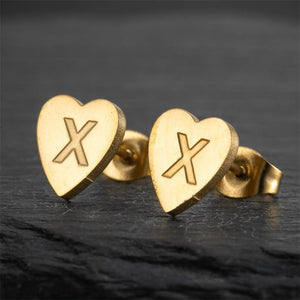 Custom Initial Letter Heart Stud Earrings - Perimade & Co.