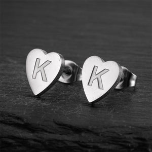 Custom Initial Letter Heart Stud Earrings - Perimade & Co.