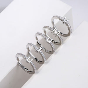 Custom Initial Letter Stacking Band Ring - Perimade & Co.