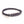Navy braided leather bracelet with a silver tag on a white background