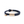 Navy braided leather bracelet with rose gold accents on a white background