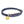 Navy braided bracelet with rose gold clasp and sunflower charm on a white background