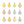 Set of colorful smiley face and flower-shaped pendants on a white background