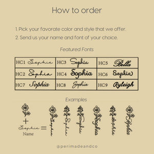 Custom Name Birth Flower Pendant Necklace - Perimade & Co.