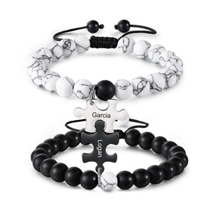 Custom Puzzle Couple Matching Bead Bracelet - Perimade & Co.