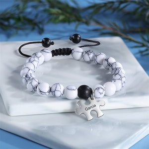 Custom Puzzle Couple Matching Bead Bracelet - Perimade & Co.