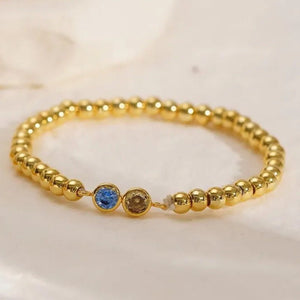 Custom Two Birthstone Beaded Bracelet - Perimade & Co.