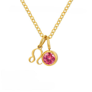 Custom Zodiac Birthstone Pendant Necklace - Perimade & Co.