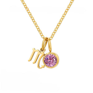 Custom Zodiac Birthstone Pendant Necklace - Perimade & Co.