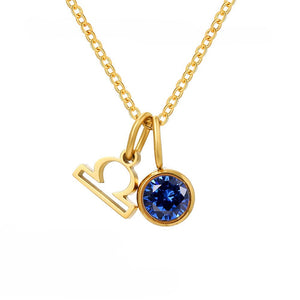 Custom Zodiac Birthstone Pendant Necklace - Perimade & Co.