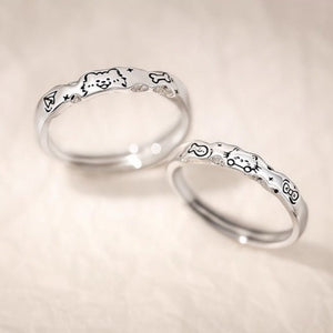 Cute Cat Dog Couple Matching Stacking Ring - Perimade & Co.