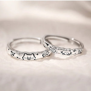 Cute Cat Dog Couple Matching Stacking Ring - Perimade & Co.
