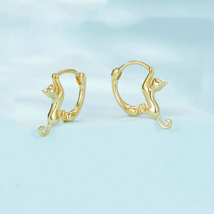 Cute Climbing Cat Huggie Hoop Earrings - Perimade & Co.
