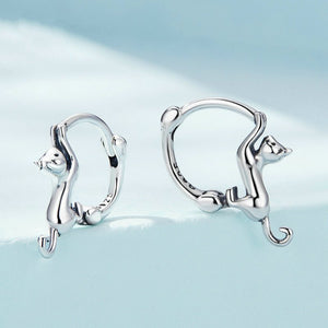 Cute Climbing Cat Huggie Hoop Earrings - Perimade & Co.
