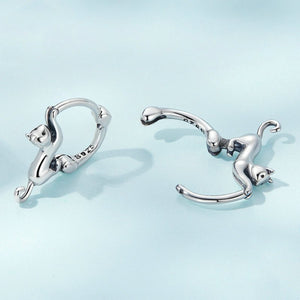 Cute Climbing Cat Huggie Hoop Earrings - Perimade & Co.