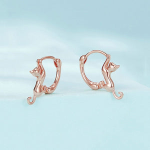 Cute Climbing Cat Huggie Hoop Earrings - Perimade & Co.