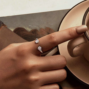 Cute Pink CZ Cat Paw Stacking Open Ring - Perimade & Co.