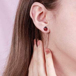 Cute Red Enamel Ladybug Stud Earrings - Perimade & Co.