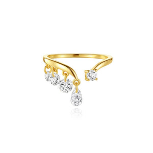 CZ Cascading Dangle Charm Statement Ring - Perimade & Co.