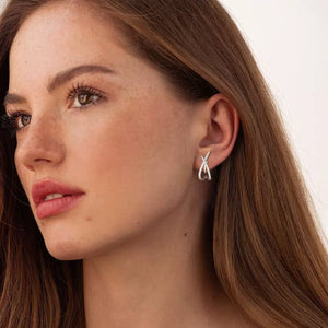 CZ Crisscross Intersecting Pavé Studs Earrings - Perimade & Co.