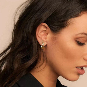 CZ Crisscross Intersecting Pavé Studs Earrings - Perimade & Co.
