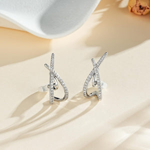 CZ Crisscross Intersecting Pavé Studs Earrings - Perimade & Co.