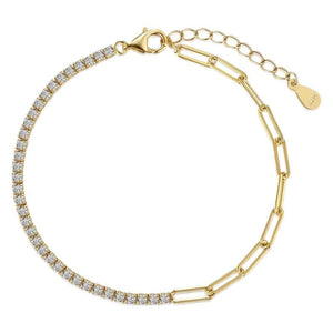 CZ Half Paperclip Half Tennis Chain Bracelet - Perimade & Co.